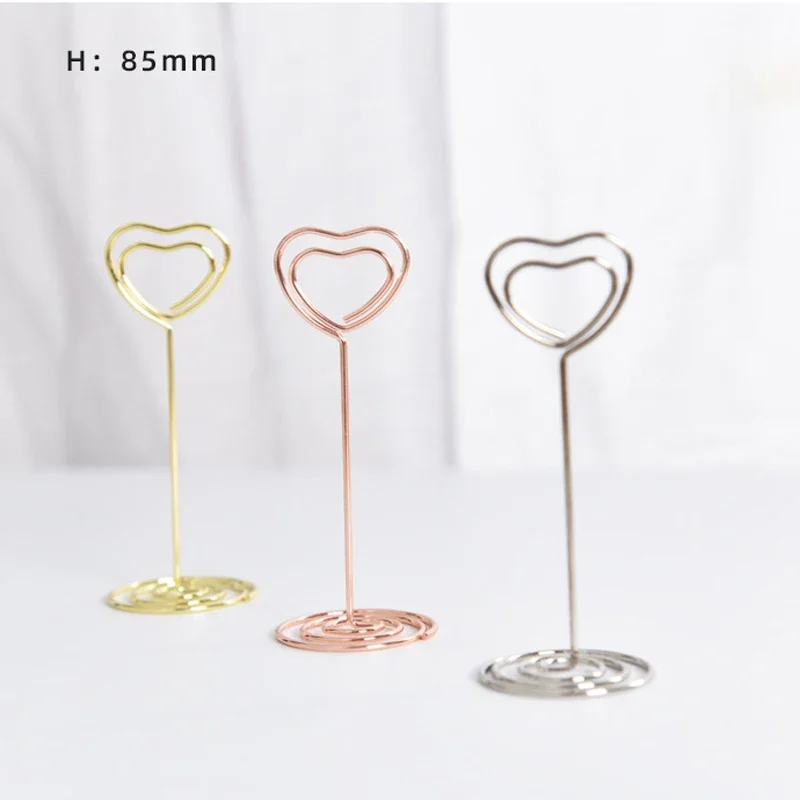 12 Pcs Heart Shape Place Card Holders Photo Holder Stands Table Number Holders Paper Clips for Wedding Event Party Decoration