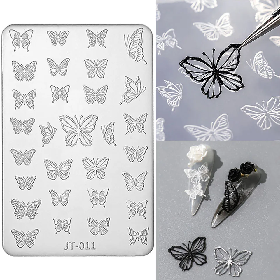 Butterfly Bowknot 3D Reliefs Silicone Nail Accessories Carving Molds Totems Mould DIY UV Gel Manicure Tools Letters Drip Molds