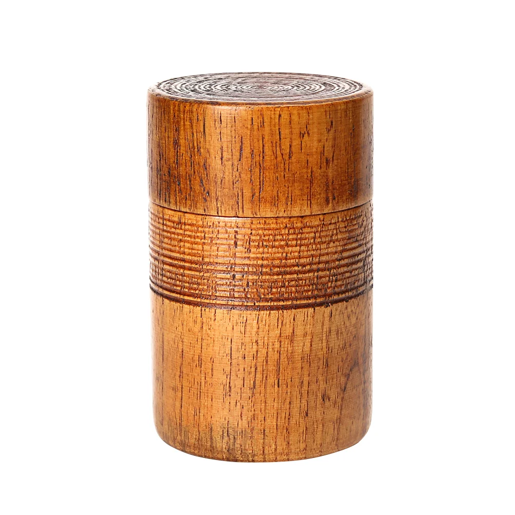 

1pc Classical Wooden Sealing Container Tea Drum Sealed Can Chinese Style Round Shape for Home (Brown)