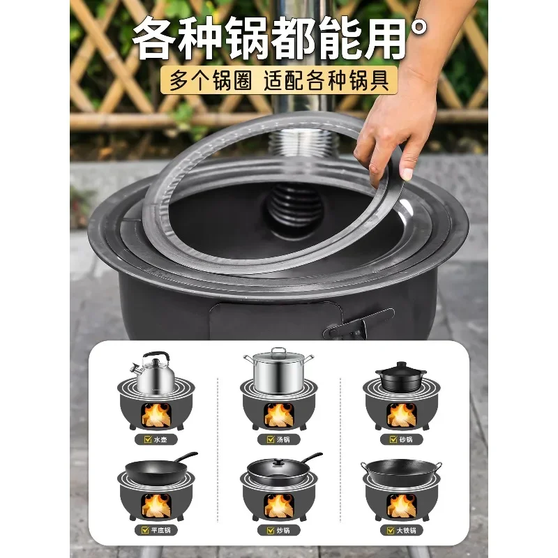 

Portable Camping Fire Pit Grill - Outdoor Wood Stove for BBQ, Rural Cooking, Home Heating, Campfire Cooking Equipment