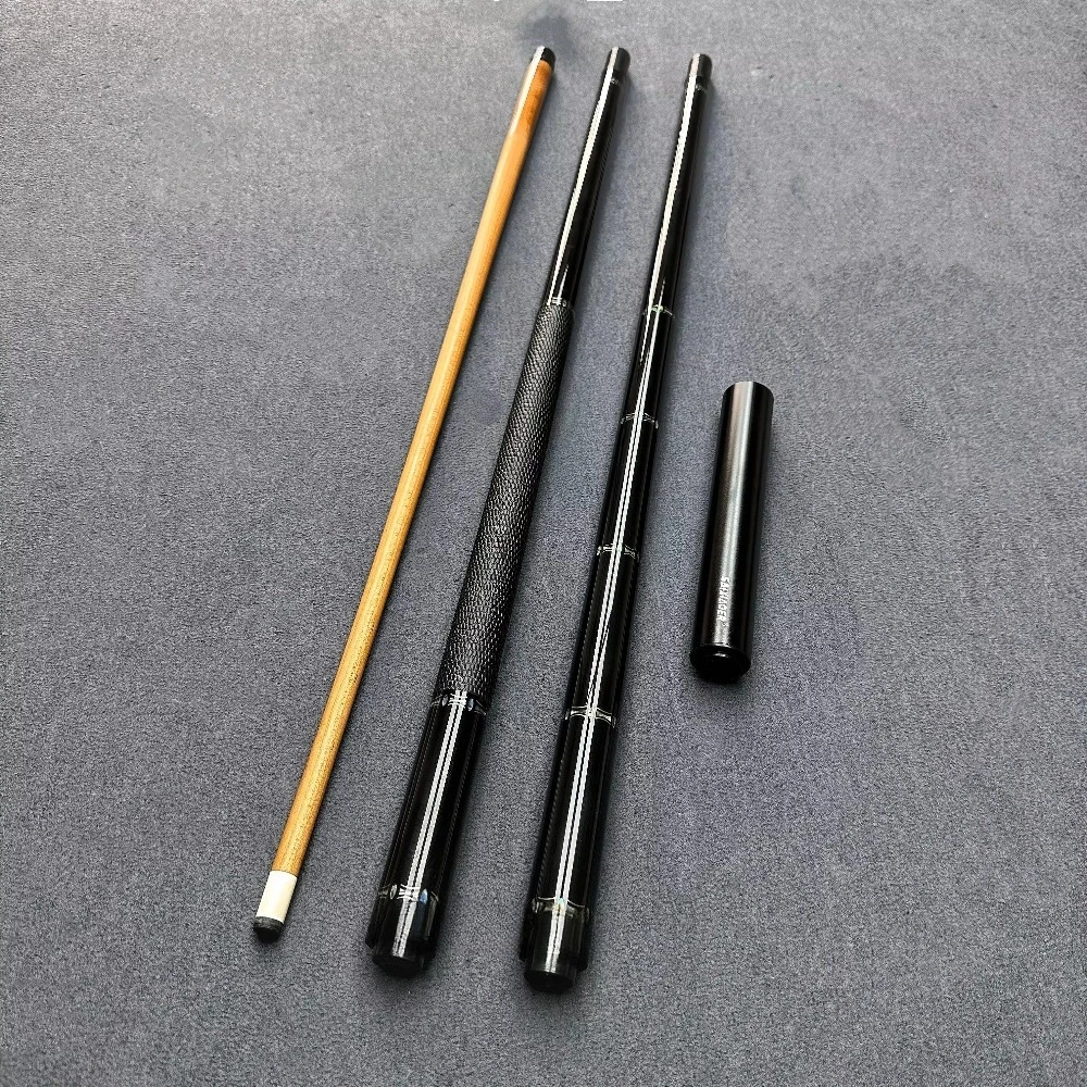 

Handmade Pool Cue with Carbonized Wood Shaft Ebony Butt Sleeve 12.5mm Tip Radial Joint Abalone Inlaid 19oz