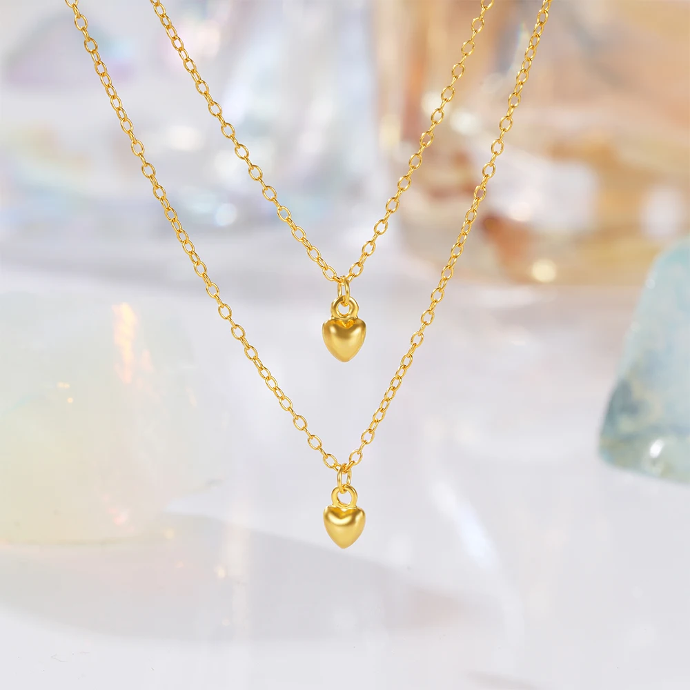 CANNER 925 Sterling Silver Double Layered Love Wisiorek Naszyjnik Dla Kobiet 18K Złoto Ins Star Moon Naszyjnik Drobna Biżuteria Prezenty — zdjęcie 6