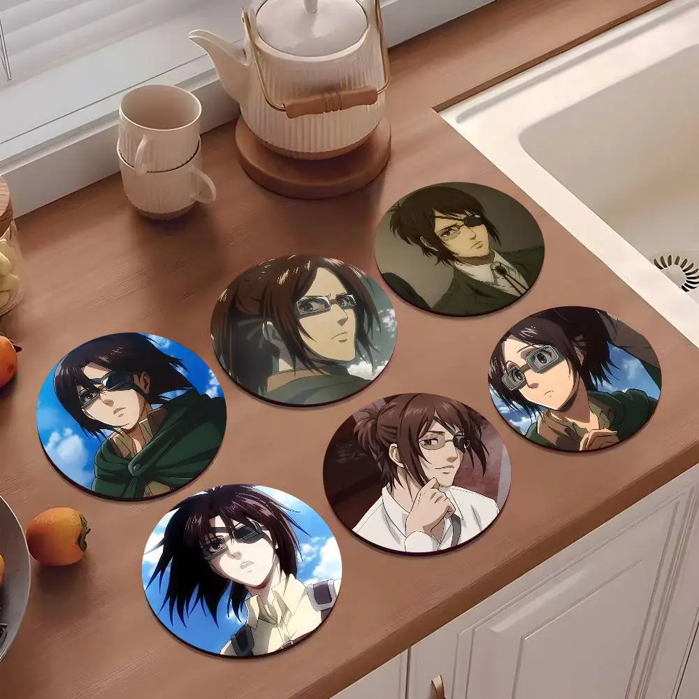 1pc Hange Zoe Attack On Titan Anime Wooden Coaster Colour Printing Cup Mat Home Desk Decoration Gifts