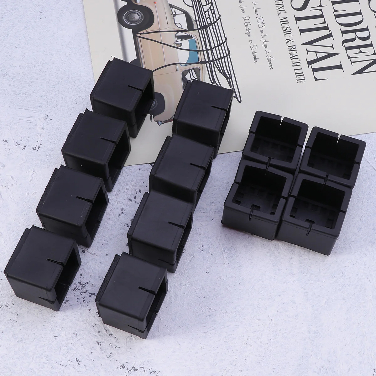 

12Pcs Anti-Slip Furniture End Leg Covers Square Chair Leg Caps Simple Wrap Protect Floor Scratch Noise Black Size 8