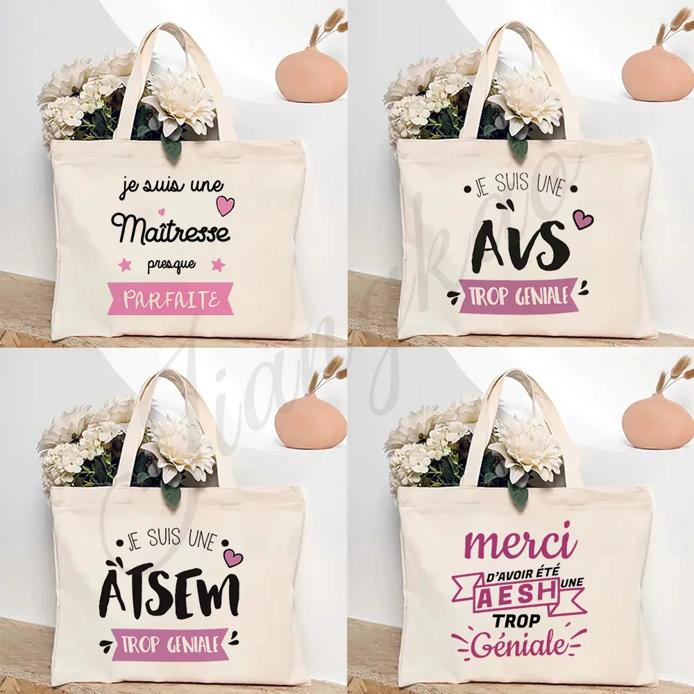 I Am An Almost Perfect Teacher Printed Women Shoulder Bag Canvas Shopping Bags Female Tote Bag Gift for Atsem Avs Maitress Aesh