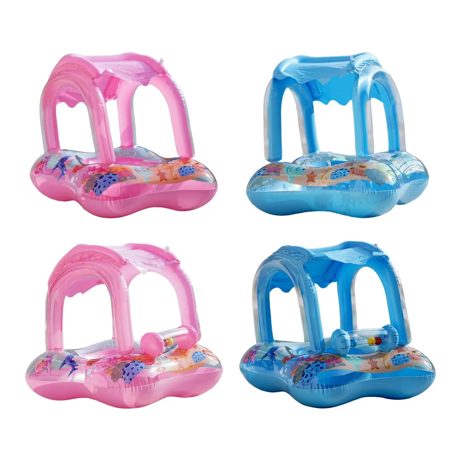 Aufblasbarer Baby-Pool-Schwimmer, langlebig, mit Überkopf-Sonnenschutz, Baby-Schwimmschwimmer für Kleinkinder, Anfänger, Schwimmer, Jungen, Mädchen, Kinder