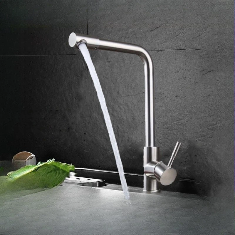 

304 stainless steel brushed seven-character rotating nozzle washing basin brushed kitchen hot and cold sink washing basin faucet