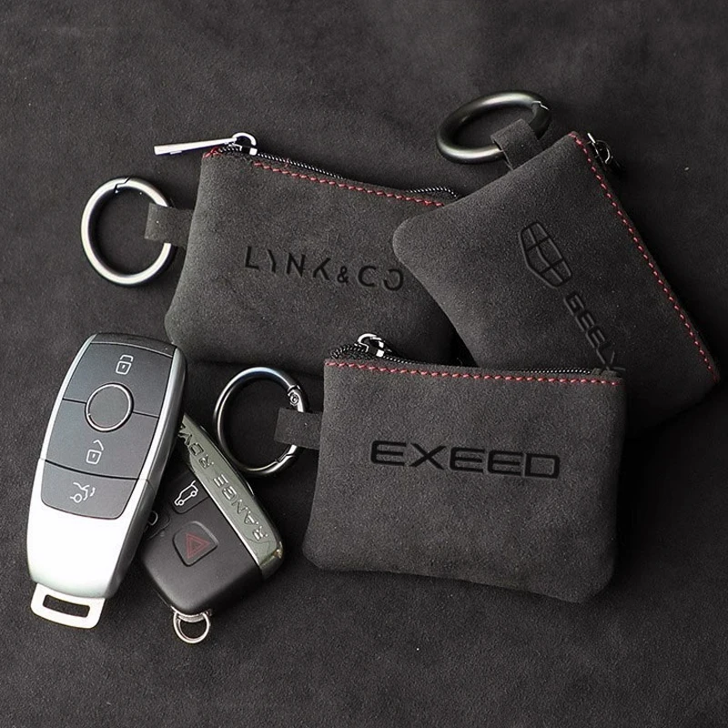 

Suede Leather Car Key Case Full Cover Protection Shell Bag Exclusive Keychain key case For Hyundai N Car Accessories