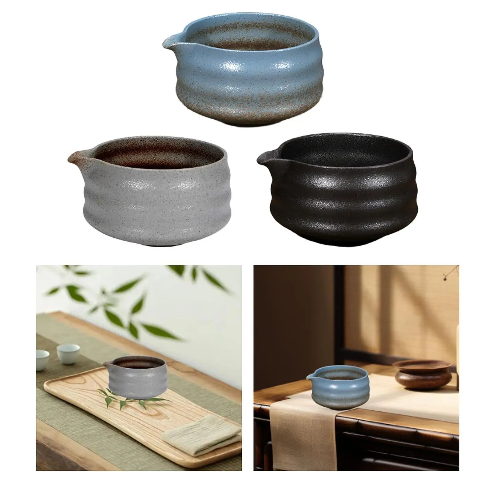 Cuenco de cerámica Matcha con boquilla, taza mezcladora de té tradicional japonesa de 500ml para la ceremonia del té en el hogar y la oficina