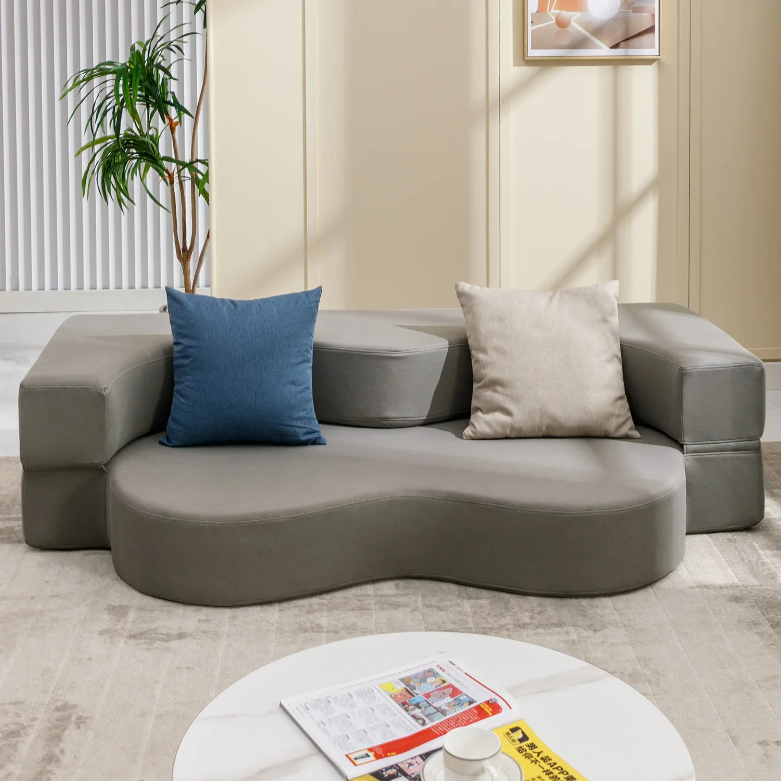 

Queen Size Folding Sofa Bed, Futon Sofa Couch with Faux Leather, Convertible Sofá Sleeper Bed with Memory Foam