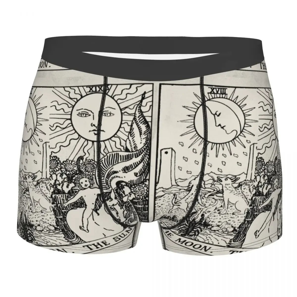 Custom Male Cool The Sun And Moon Tarot Cards Underwear Boxer Briefs Soft Shorts Panties Underpants