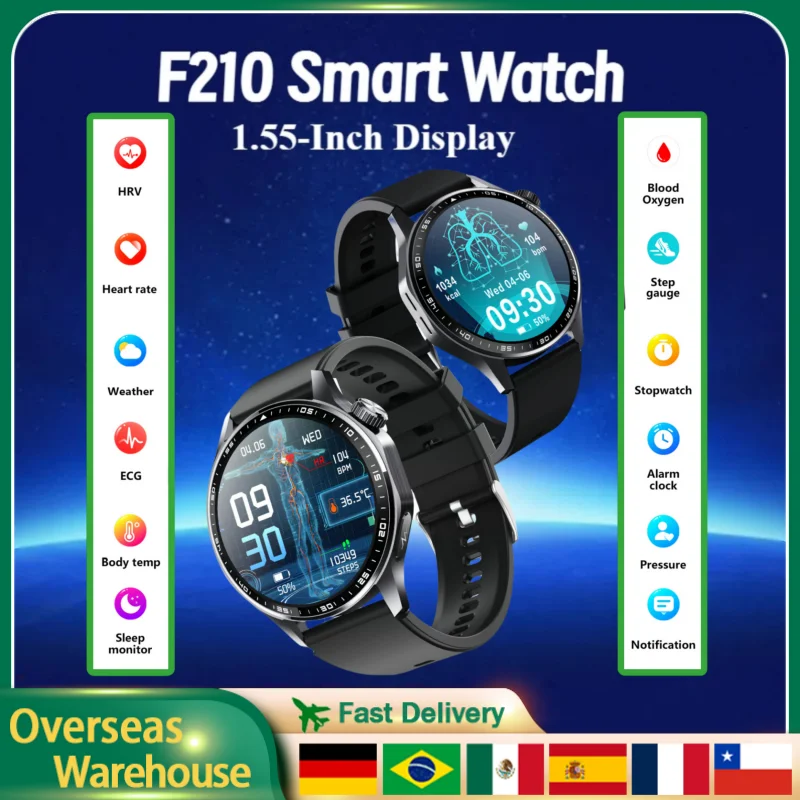 

F210 Smart Watch Bluetooth Calling Smartwatch ECG Health Monitoring Large Screen Men Women Outdoor Sports Fitness Tracker Gifts