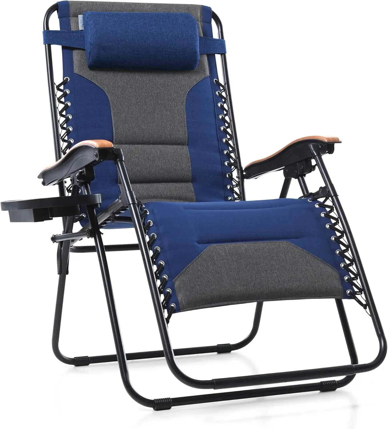 

Xxl Oversized Padded Zero Gravity Chair, Foldable Patio Recliner, 30"" Wide Seat Anti Gravity Lounger With Cup Holder, Support