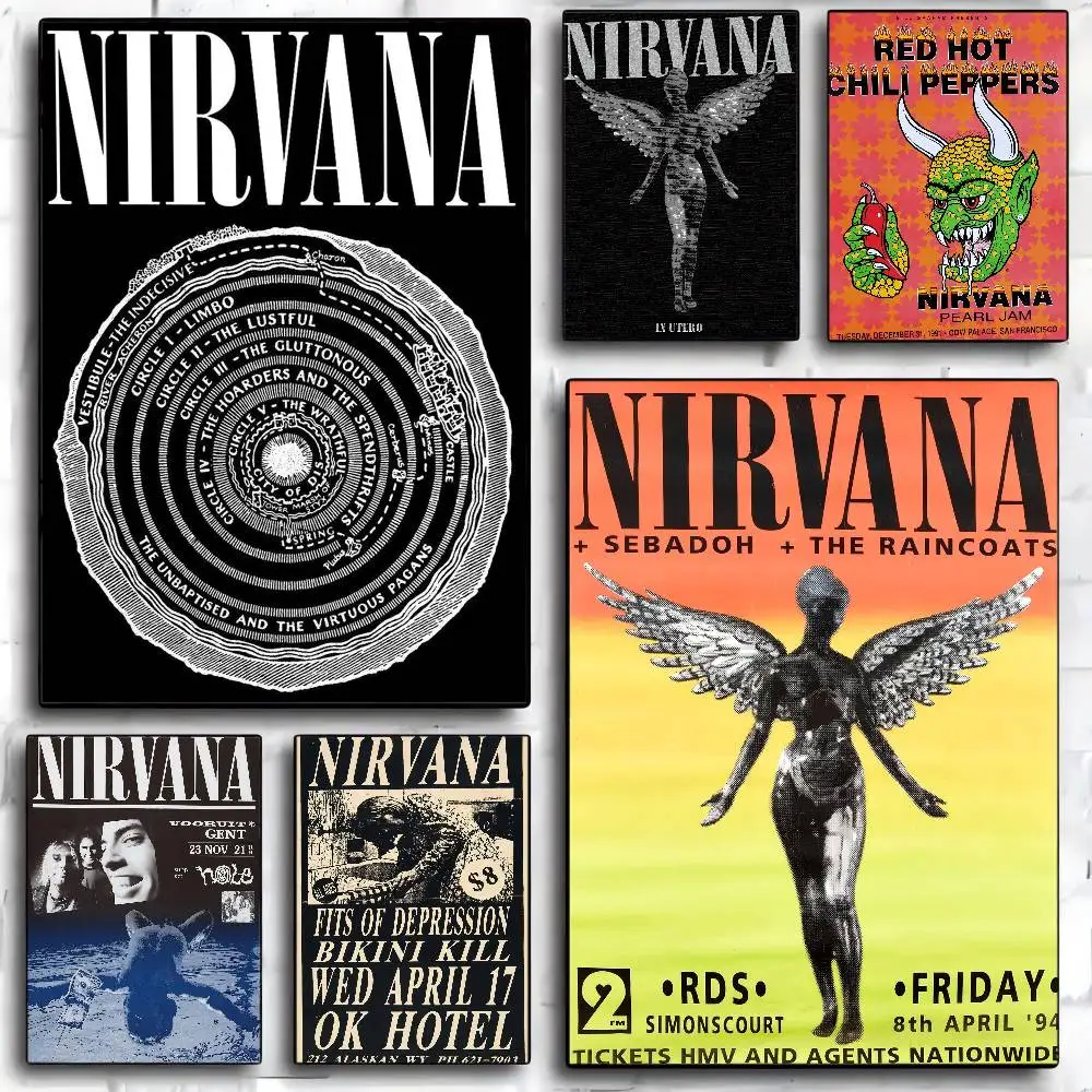 Nirvana Band Magazine Movie Sticky Posters Whitepaper Sticker DIY Room Bar Cafe Posters Wall Stickers
