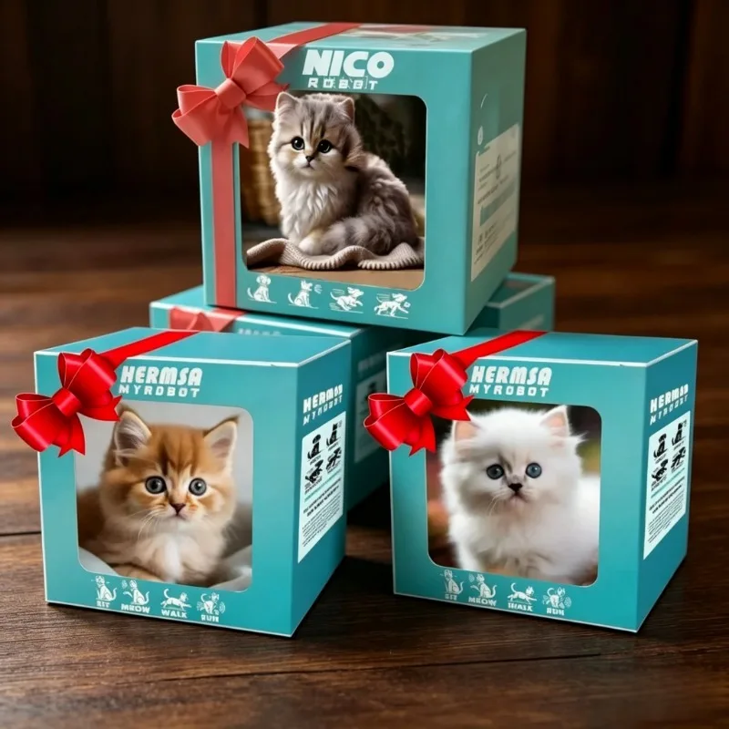 2026 Mein Roboter-Kätzchen Kurzhaarige Plüschpuppe mit Realistischen Geräuschen Katzen-Plüschtier Roboter-Haustier Katze Kindergeburtstags-Geschenk Joytoy Joytoy