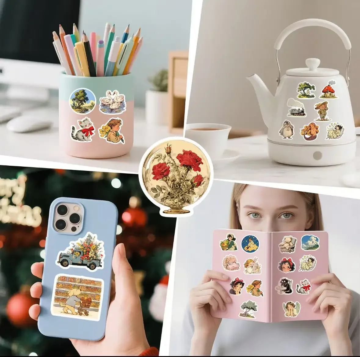 50 adesivos pastorais de graffiti estilo quadrinhos, adequados para decorar cadernos, capacetes e como adesivos de recompensa para crianças.