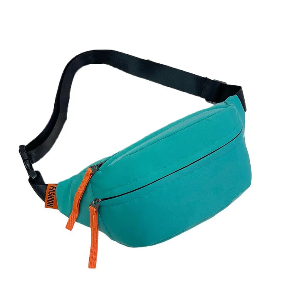 

Solid Color Nylon Waist Bag Multi-pocket Adjustable Shoulder Strap Men Chest Bag Large Capacity Banana Bag Diagonal Shoulder Bag