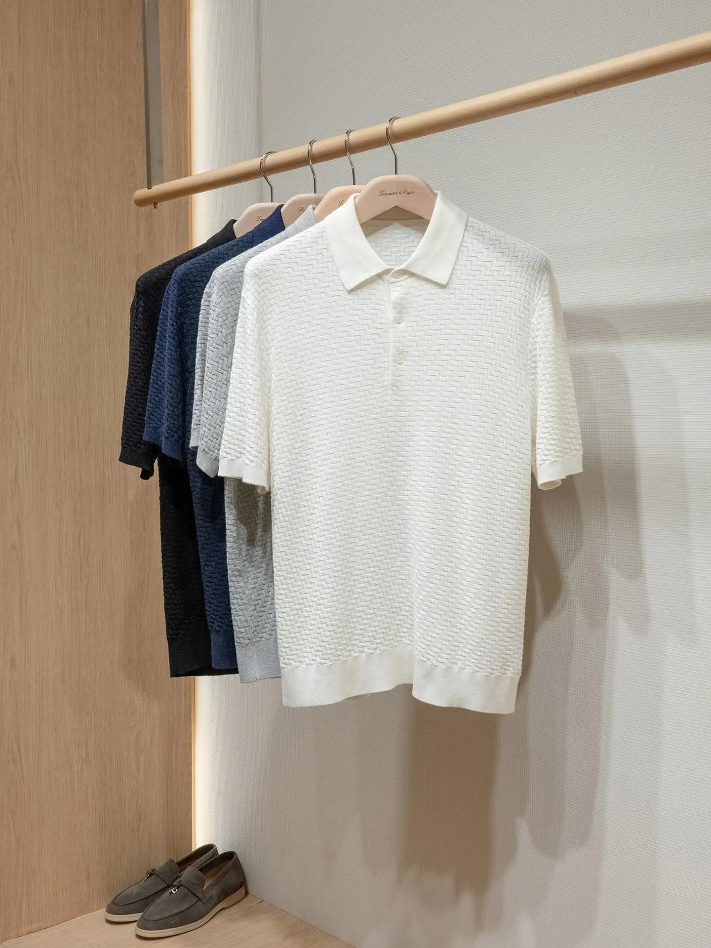 Old money style men's lapel short sleeved polo shirt versatile business fashion round neck skin
