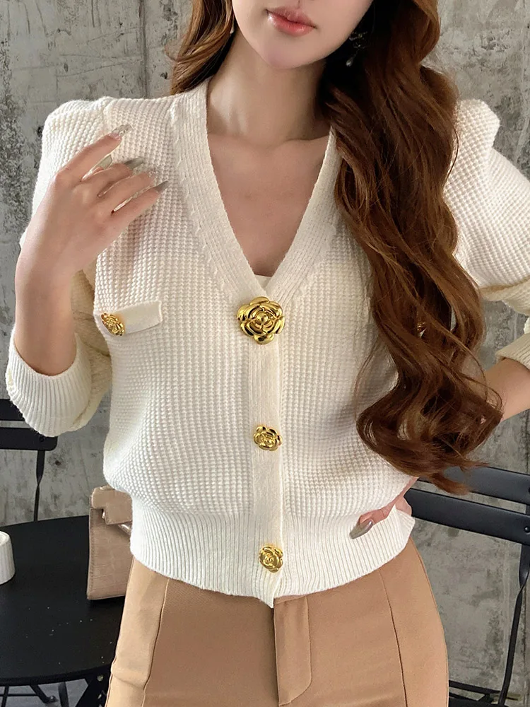 DABUWAWA Tienda Vestidos Elegantes Para Mujeres V-Neck Knitted Cardigan Women’s Clothing Waffle Sweater Y2k Tops 여성의류 DA1AZK005