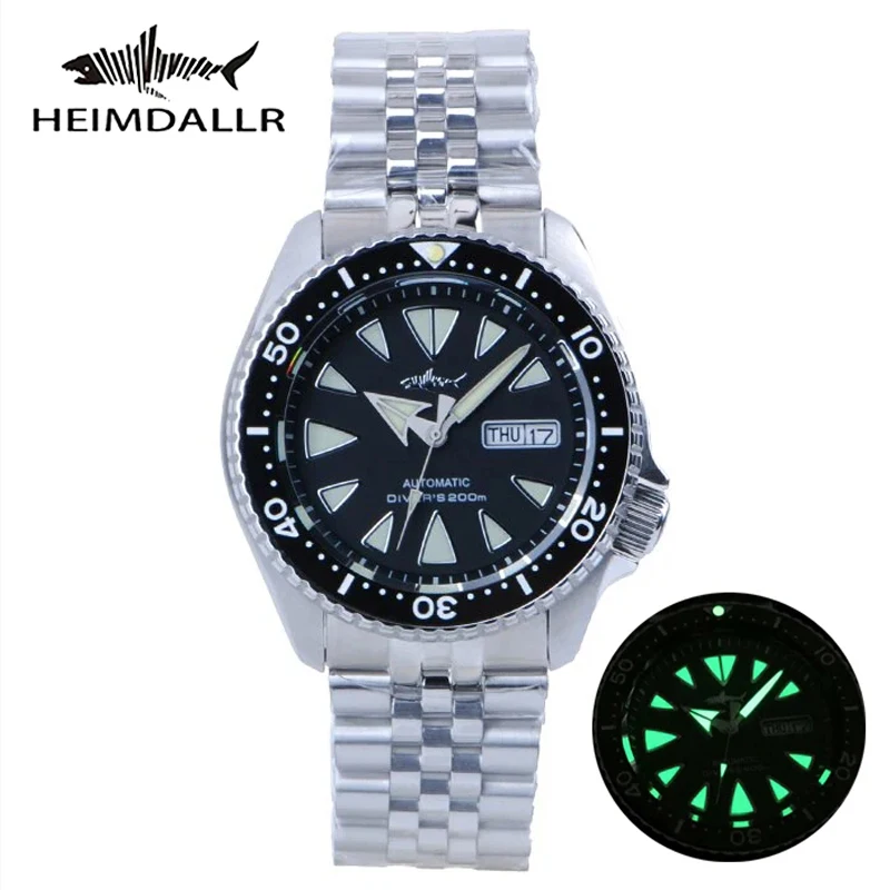 Heimdallr Sharkey Men's Dive Watch 20ATM NH36 Automatic Movement Mechanical Sapphire Crystal Glass Luminous Dial Stainless Strap