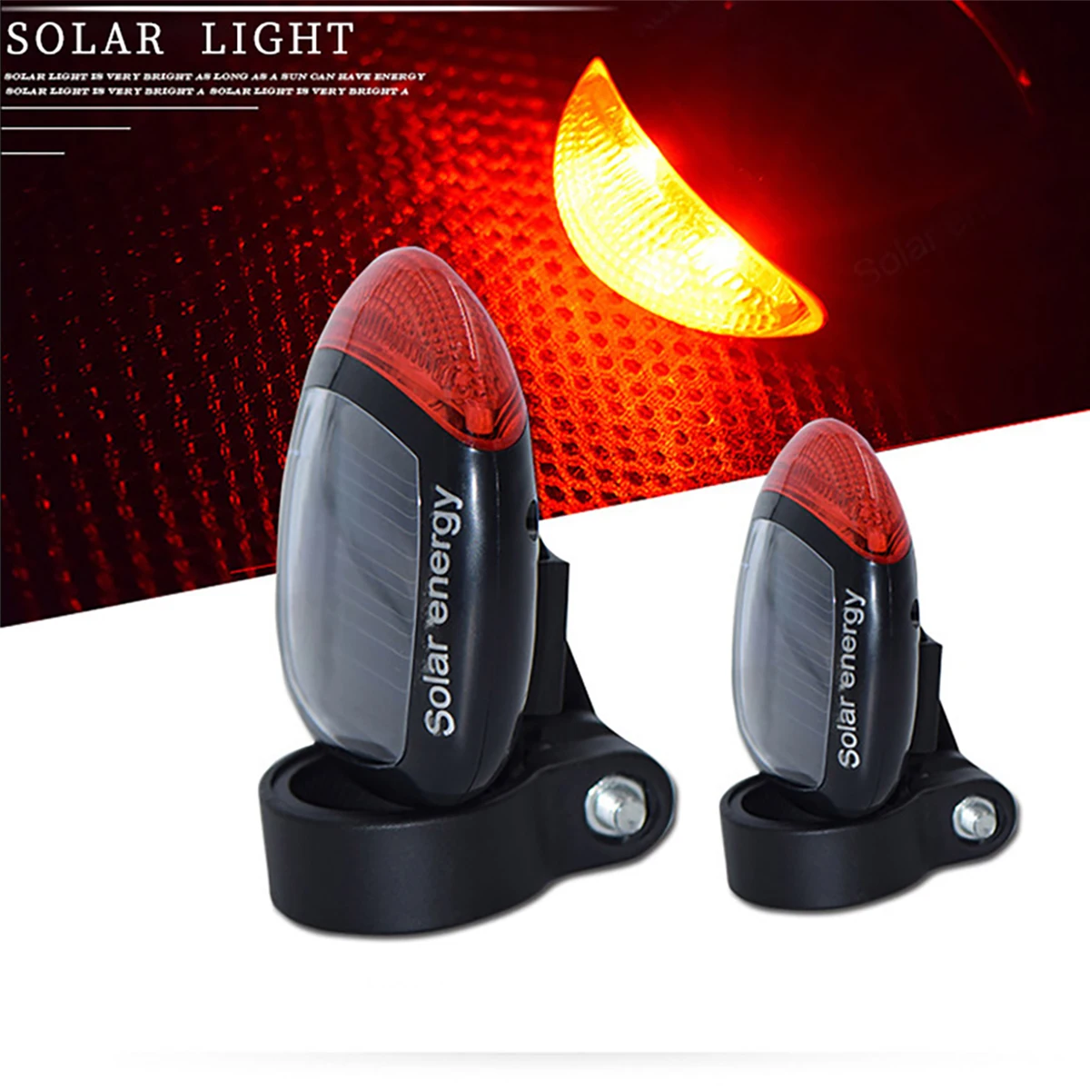 Solar Energy Bicycle Taillight Night Safety warning lights Waterproof LED Motorcycling Rear lights Mountain Bike Accessories