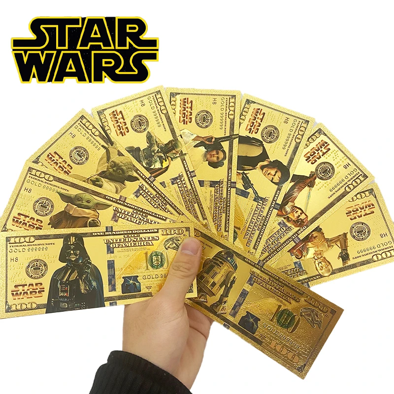 STAR WARS-Cartes dorées de collection de billets de banque, cadeaux commémoratifs, cadeaux de fête, collection de bandes dessinées, loisirs de collection, périphérie