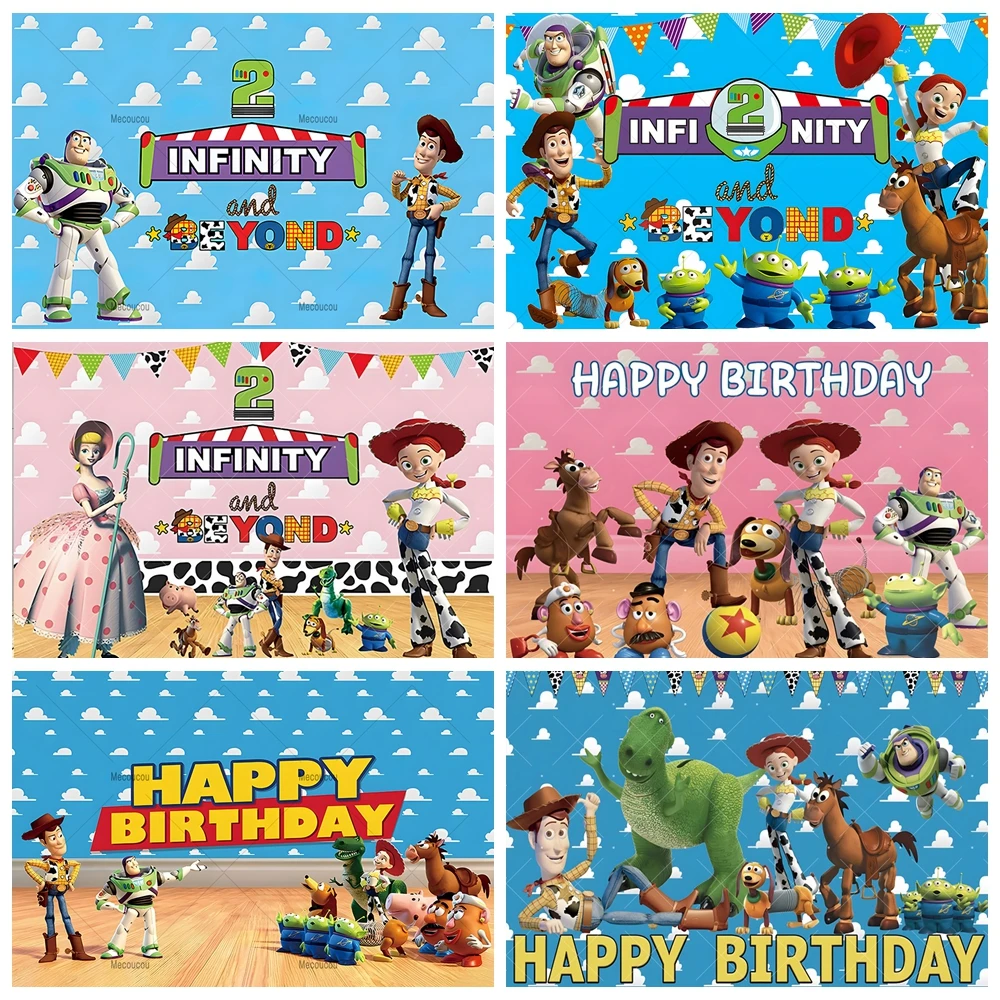 

Toy Story Backdrop Custom Cartoon Blue Sky And White Clouds Children Boy Birthday Party Photo Booth Decoration Photography Props