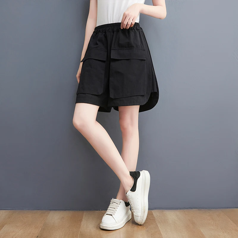 

High Waist Wide Leg Pants Women Summer Artistic Casual Large Size ket Straight Cut Slimming orts Skirt Cotton Blend Thin