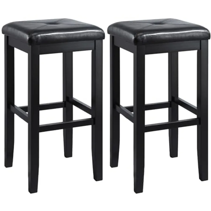 

Комплект из 2 черных барных стульев с мягкой обивкой, квадратное сиденье, высота 29 дюймов