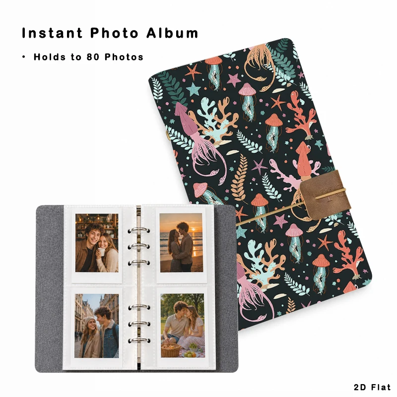 Deep‑sea Jellyfish Coral Marine Life Photo Album 20 Sheets 80 Vertical Pockets for Family Travel Memory Storage Birthday Party G