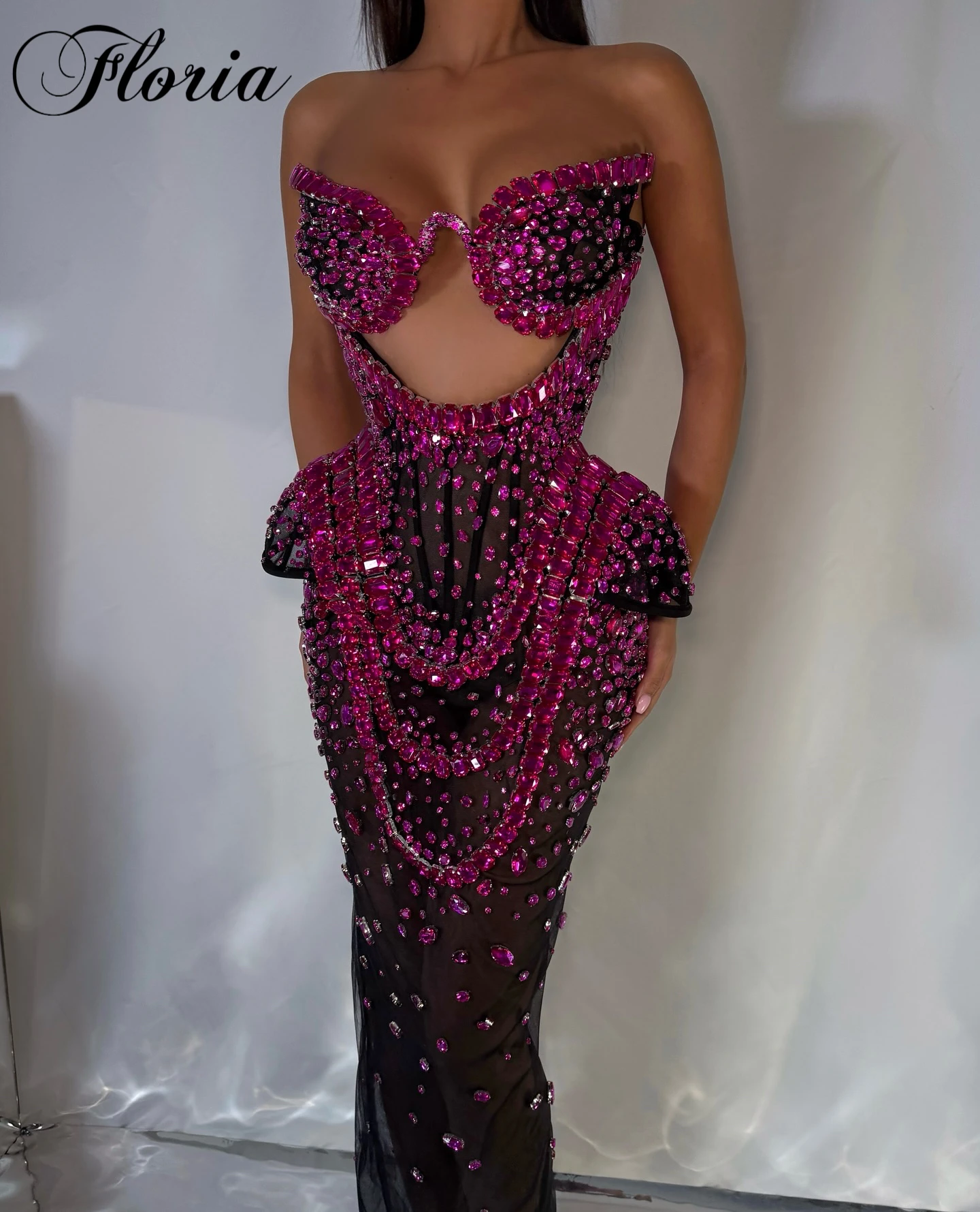 Luxury Crystals Prom Dresses Mermaid Special Backless Grand Evening Party Dresses Celebrity Dresses Vestidos De Noche Customized