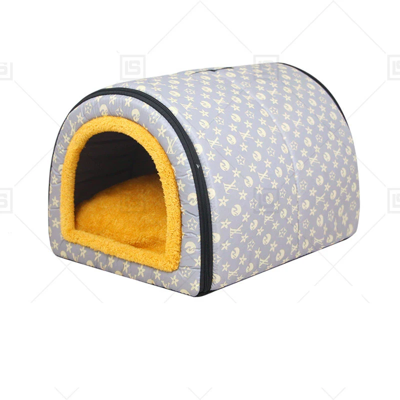 Warm Winter Cat Dog Bed Mat Deep Sleep Tent Cozy Geometric House Nest Removable Washable for Medium Large Dogs Pet Supplies