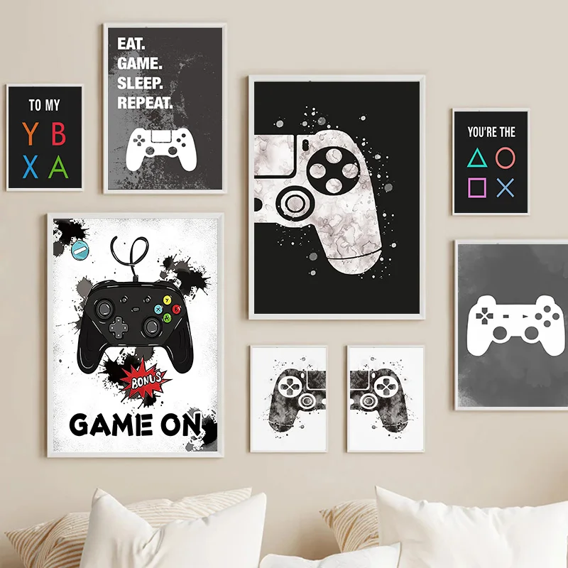 Canvas Paintings Gaming Room Gamepad Abstract Posters and Prints Wall Art Pictures Gamer Gift for Boys Children Room Decor