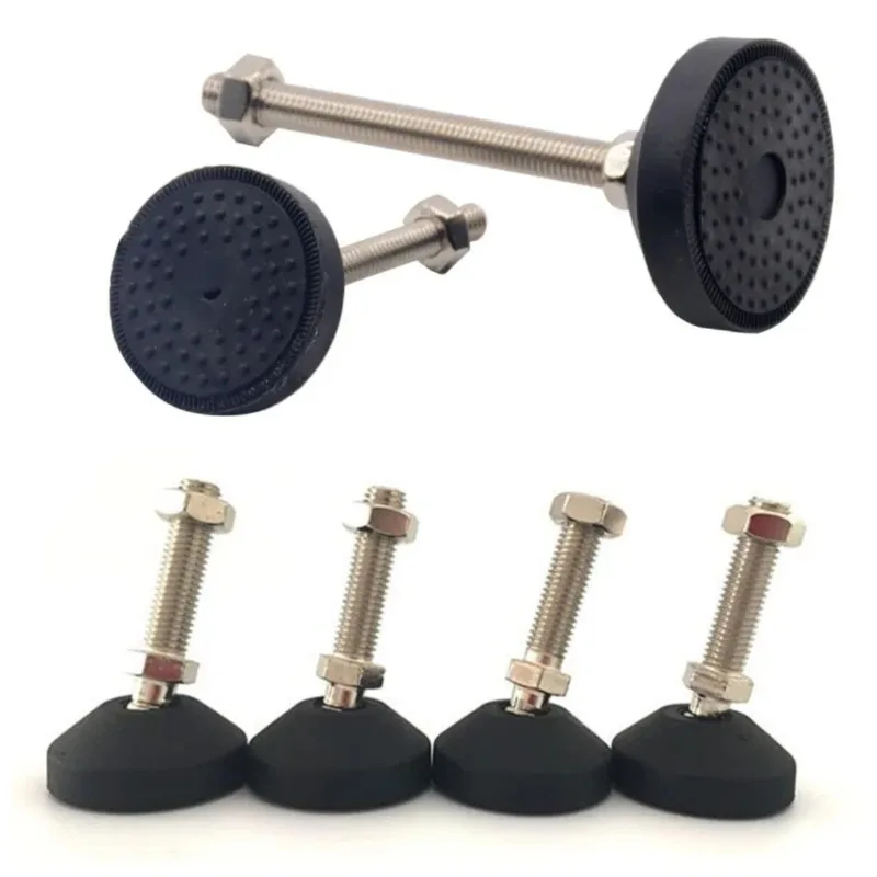 1Pcs M14 M16 M18 M20 M24 Nylon Universal Adjustable Foot Steel Screw Base 100mm Articulating Leveling legs Furniture Glide Pad