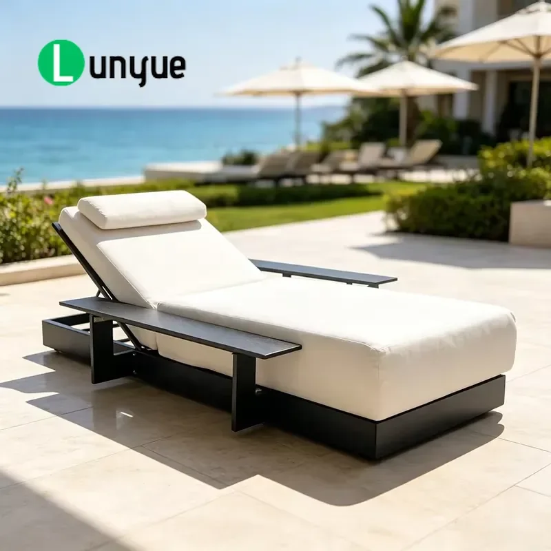 Deluxe Outdoor Lounge Chair with Cushion Adjustable Recliner for Poolside Terrace Garden Holiday Furniture Comfortable