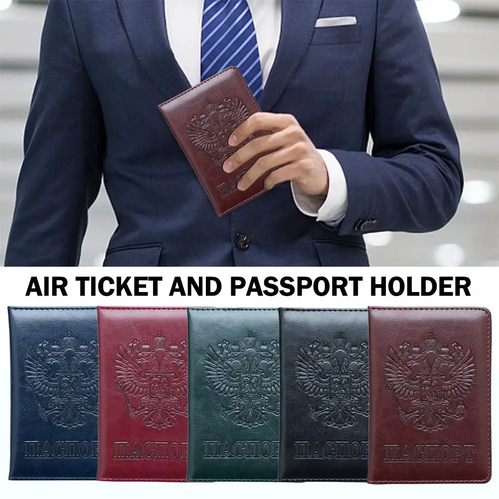 Ticket And Passport Holder Embossed Design Russia Passport Cover Case Wallet For Men Women Bag For Passport & Tickets