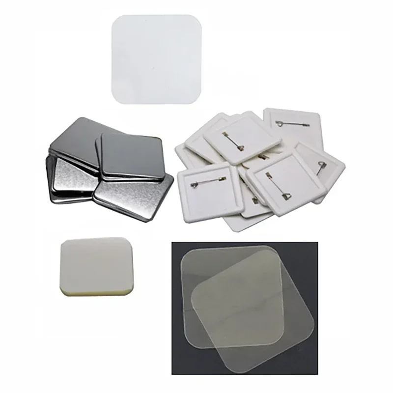 

50*50mm Square Badge Machine Set Pin Button Maker Press Machine Badge Punch with Transparent Film Blank Paper Metal Top Cover