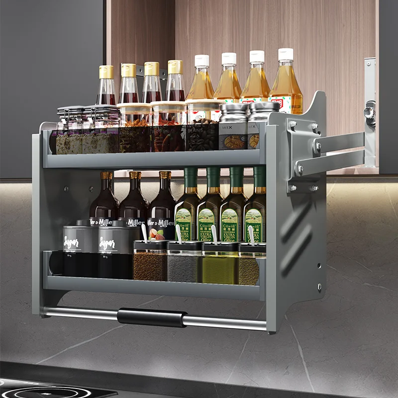 Hydraulic Pull Down Shelf Upper Kitchen Wall Cabinet Storage Hanger Elevator Lifting Basket