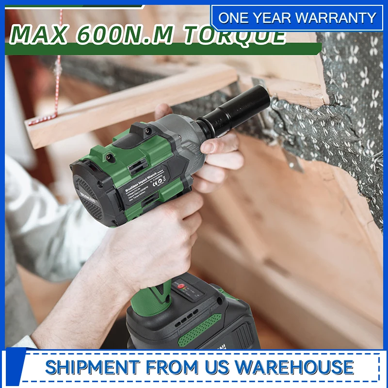 Kit de llave de impacto sin escobillas de 20 V, llave de impacto de 600 Nm y 1/2 pulgada con 2 baterías de 4,5 Ah, 2500 RPM de Prostormer
