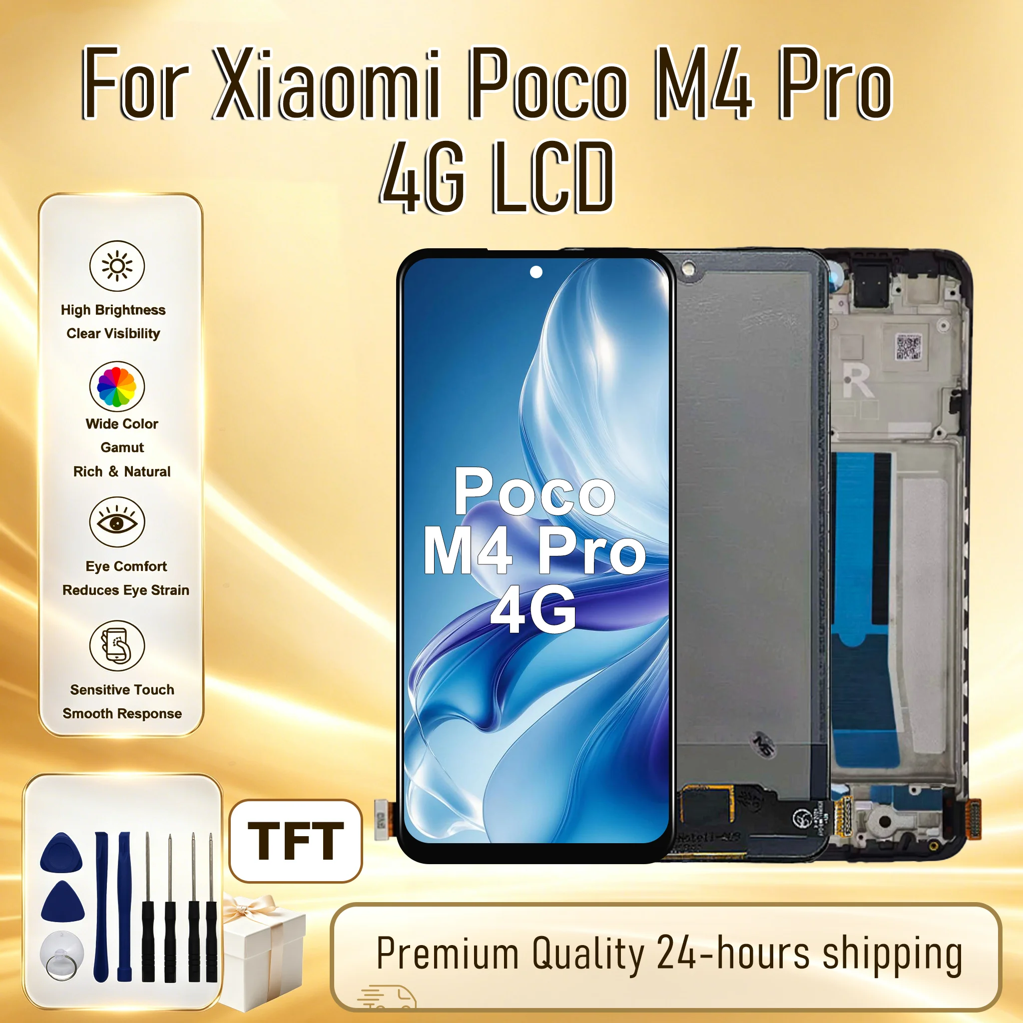 TFT Screen For Xiaomi Poco M4 Pro 4G Display 2201117PI Touch Screen For Xiaomi Poco M4 Pro 4G LCD Digitizer Assembly Replacement