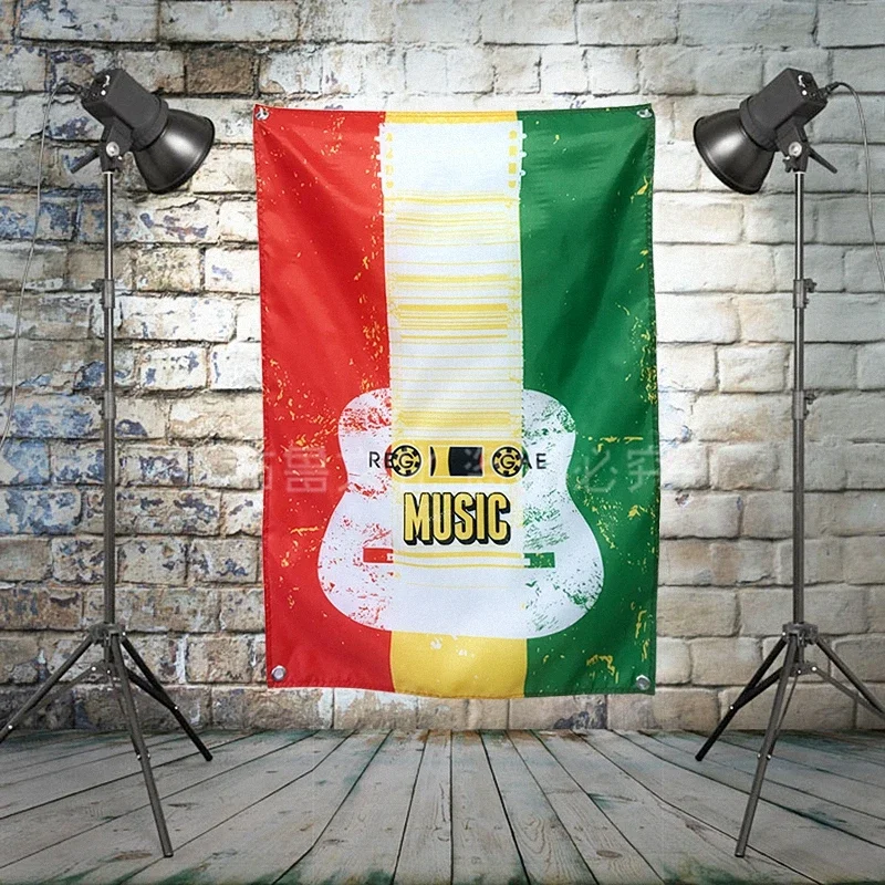 

"guitar" Rock Band Poster Cloth Flag Banner Hanging Pictures Music Festival Musical Instrument Store Decor