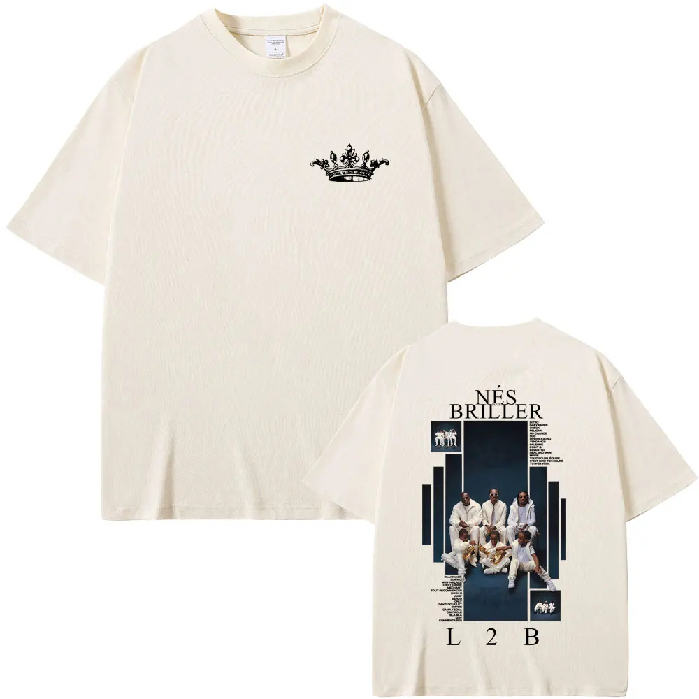 Camiseta gráfica del rapero L2B Nes Pour Briller para hombre y mujer, camiseta de música Pop a la moda de Hip Hop, camisetas Vintage informales de algodón para hombre