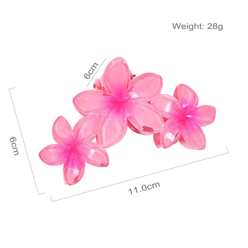 11CM 3 Frangipani Flower Solid Color Gradient Color Shark Clip Hairpin Headwear Headdress Hair Accessories For Women Girls