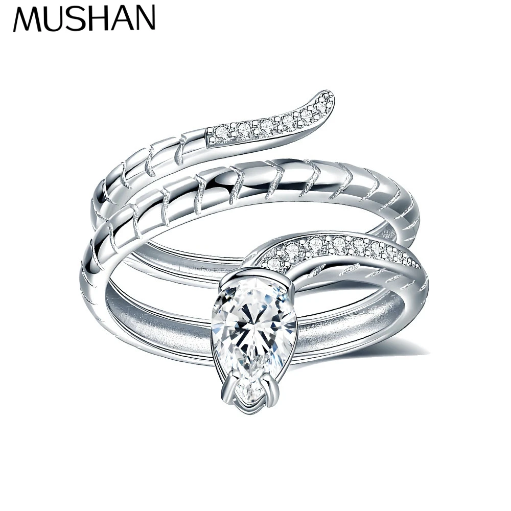 

MuShan Brand Jewelry 925 Sterling Silver Ring Moissanite Diamond Trendy Ring for Spouse 18K Gold Plated MST Patent Fine Rings