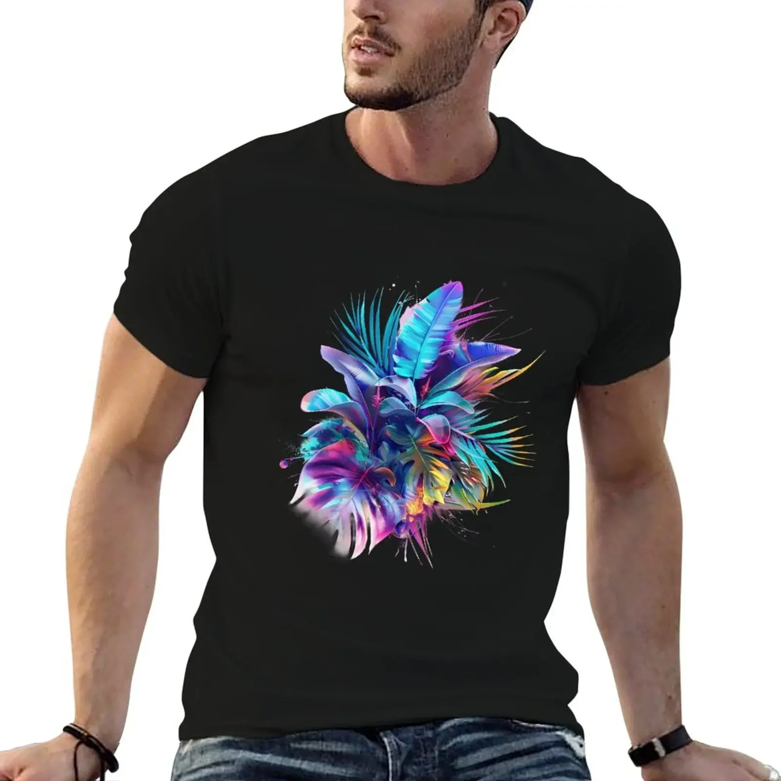 Cosmic Botanical Symphony T-Shirt graphic tee shirt summer top tops men clothing