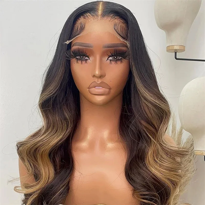 Body Wave prepked Ombre Blond 26 inci 5x5 Wig rambut manusia Yahudi tanpa lem dasar sutra rambut bayi renda HD rambut Eropa