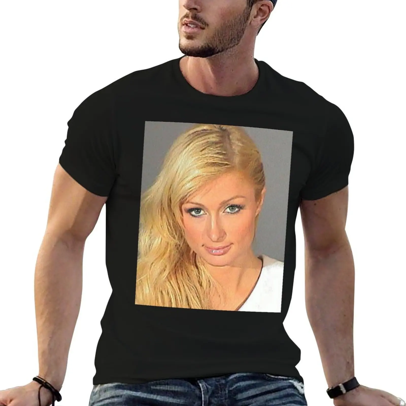 

Hilton's shirts t cotton t funny Mugshot 2007 humor dark T-Shirt Paris man shirt