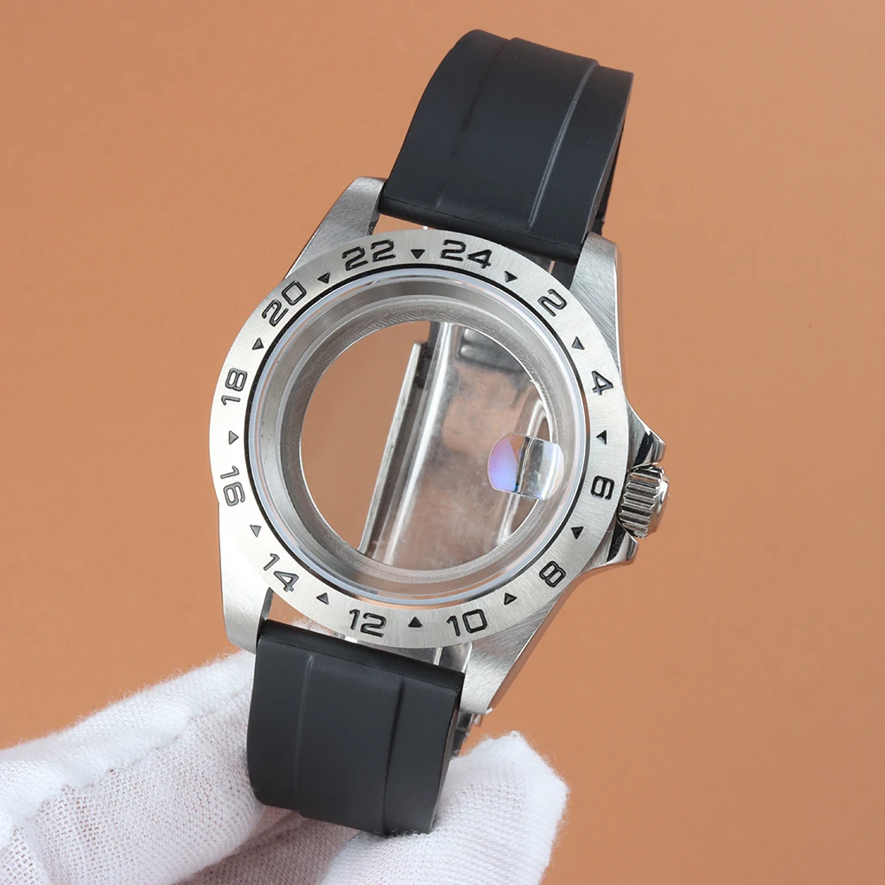 39mm NH35 For Explore 2 Case Solid bezel Sapphire Glass Fit NH34 NH35 NH36 NH38 Movement 28.5MM Dial Waterproof Rubber Strap