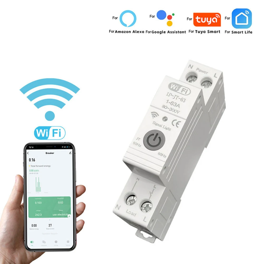 

Smart Circuit Breaker With Mobile App Control Overload Short-Circuit Protection & Voice Assistant For Alexa For Google Home