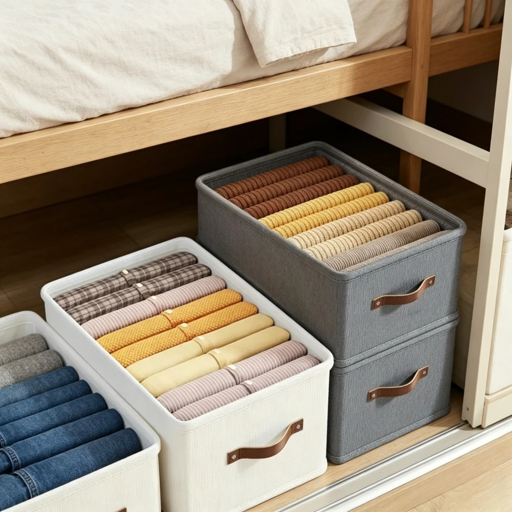 1pc Oxford Clothing and Toy Storage Box Basket Clothes Storage Uncovered Bottom Sweater Sock Bedroom Odorless Storage Cabinet